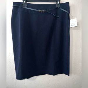 NWT Liz Claiborne Navy Belted Skirt